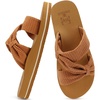 KuaiLu Womens Dressy Bow Sandals Arch Support Yoga Foam Walking Beach Slide(Khaki)
