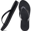 KuaiLu Womens Fashion Flip Flops Ladies Summer Beach Yoga Mat Thong Sandals(Deep Black)