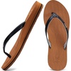 KuaiLu Womens Fashion Flip Flops Ladies Summer Beach Yoga Mat Thong Sandals(Khakiblack)