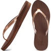 KuaiLu Womens Fashion Flip Flops Ladies Summer Beach Yoga Mat Thong Sandals(Shiny Brown)