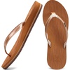 KuaiLu Womens Fashion Flip Flops Ladies Summer Beach Yoga Mat Thong Sandals(Shiny Khaki)