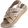 KuaiLu Womens Orthopedic Walking Sandals with Memory Foam Arch Support(Beige)