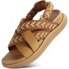 KuaiLu Womens Orthopedic Walking Sandals with Memory Foam Arch Support(Khaki)