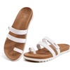 KuaiLu Womens Slides Sandals With Arch Support Comfort Plantar Fasciitis(Khaki White)