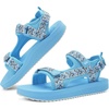 KuaiLu Womens Walking Sandals Comfortable Arch Support Summer Hiking Shoes(Light Blue)