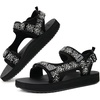 KuaiLu Womens Walking Sandals Comfortable Arch Support Summer Hiking Shoes(Ripple-black)