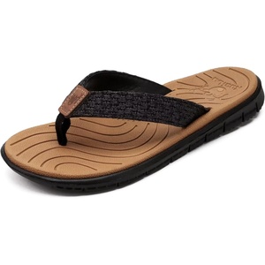 KuaiLu Casual Flip Flops for Women Lightweight Cushion Summer Beach Sandals(Khaki Black)