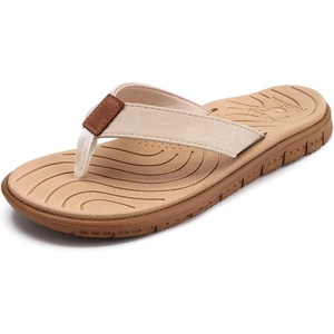 KuaiLu Casual Flip Flops for Women Lightweight Cushion Summer Beach Sandals(Nude)