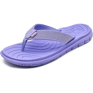 KuaiLu Casual Flip Flops for Women Lightweight Cushion Summer Beach Sandals(Purple)