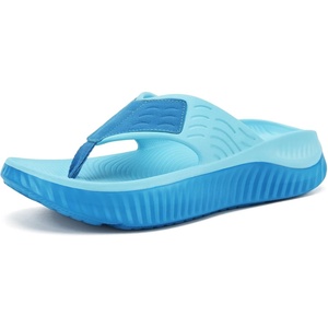 KuaiLu Flip Flops for Women with Arch Support Summer Beach Thong Sandals(Blue（go One Size Up）)