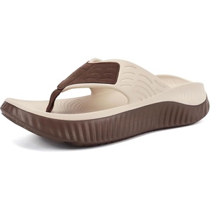 KuaiLu Flip Flops for Women with Arch Support Summer Beach Thong Sandals(Brown Beige（go One Size Up）)