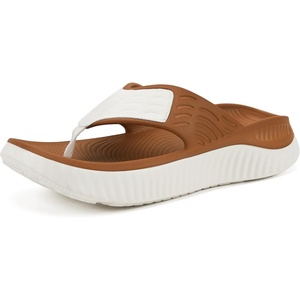 KuaiLu Flip Flops for Women with Arch Support Summer Beach Thong Sandals(White Khaki（go One Size Up）)