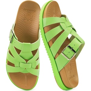 KuaiLu Gladiator Sandals for Women with Comfortable Arch Support(Neon Green (Go One Size Up))