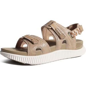 KuaiLu Womens Arch Support Walking Sandals Vacation Adjustable Strap Slides(Beige White)