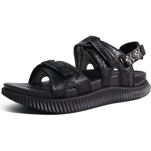 KuaiLu Womens Arch Support Walking Sandals Vacation Adjustable Strap Slides(Black)