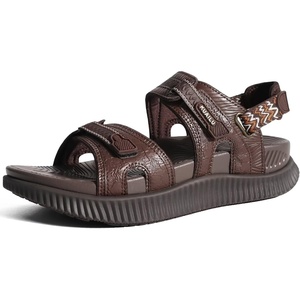 KuaiLu Womens Arch Support Walking Sandals Vacation Adjustable Strap Slides(Brown)