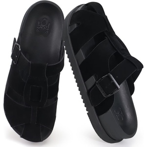 KuaiLu Womens Clog Sandals Comfortable Arch Support Chic Platform Slides(Black(full Size Up))