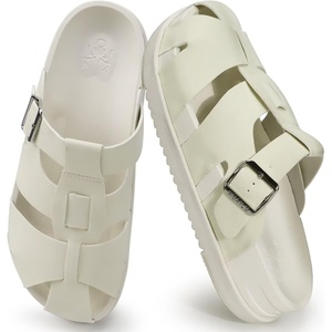 KuaiLu Womens Clog Sandals Comfortable Arch Support Chic Platform Slides(White(full Size Up))
