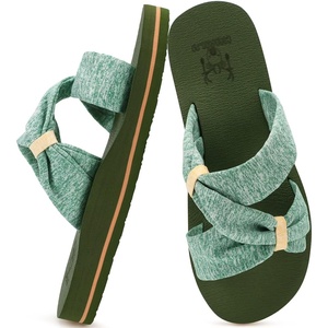 KuaiLu Womens Dressy Bow Sandals Arch Support Yoga Foam Walking Beach Slide(Green)