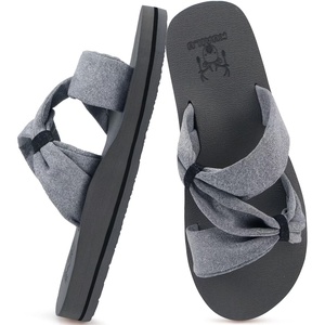 KuaiLu Womens Dressy Bow Sandals Arch Support Yoga Foam Walking Beach Slide(Grey)