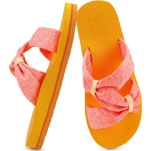 KuaiLu Womens Dressy Bow Sandals Arch Support Yoga Foam Walking Beach Slide(Orange)