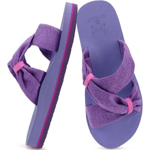 KuaiLu Womens Dressy Bow Sandals Arch Support Yoga Foam Walking Beach Slide(Purple)