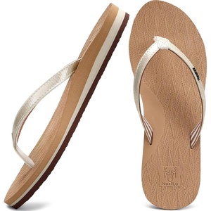 KuaiLu Womens Fashion Flip Flops Ladies Summer Beach Yoga Mat Thong Sandals(Shiny Beige)