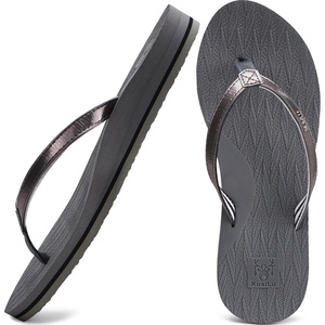 KuaiLu Womens Fashion Flip Flops Ladies Summer Beach Yoga Mat Thong Sandals(Shiny Grey)