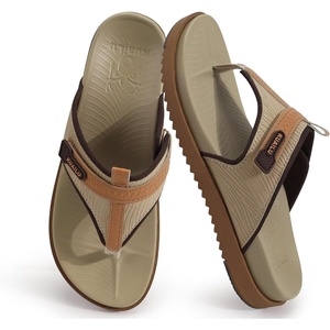 KuaiLu Womens Orthopedic Flip Flops Comfort Cushion Arch Support Sandals(Beige Khaki)