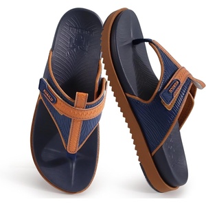KuaiLu Womens Orthopedic Flip Flops Comfort Cushion Arch Support Sandals(Blue Khaki)