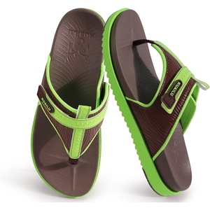 KuaiLu Womens Orthopedic Flip Flops Comfort Cushion Arch Support Sandals(Brown Green)