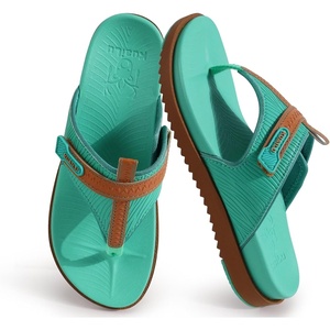 KuaiLu Womens Orthopedic Flip Flops Comfort Cushion Arch Support Sandals(Teal Khaki)
