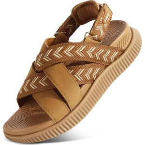 KuaiLu Womens Orthopedic Walking Sandals with Memory Foam Arch Support(Khaki)