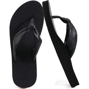 KuaiLu Womens Orthotic Flip Flops with Arch Support Yoga Mat Cushion Sandal(Black)