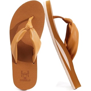 KuaiLu Womens Orthotic Flip Flops with Arch Support Yoga Mat Cushion Sandal(Khaki)