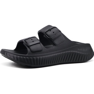 KuaiLu Womens Recovery Sandals Comfortable Arch Support Adjustable Slides(All Black)