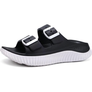 KuaiLu Womens Recovery Sandals Comfortable Arch Support Adjustable Slides(Black White)