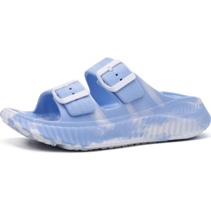 KuaiLu Womens Recovery Sandals Comfortable Arch Support Adjustable Slides(Camo Blue)