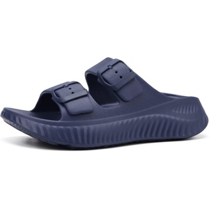 KuaiLu Womens Recovery Sandals Comfortable Arch Support Adjustable Slides(Navy Blue)