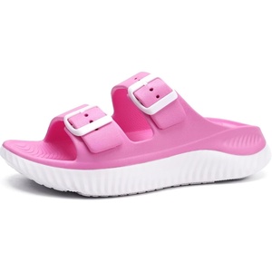 KuaiLu Womens Recovery Sandals Comfortable Arch Support Adjustable Slides(Pink White)