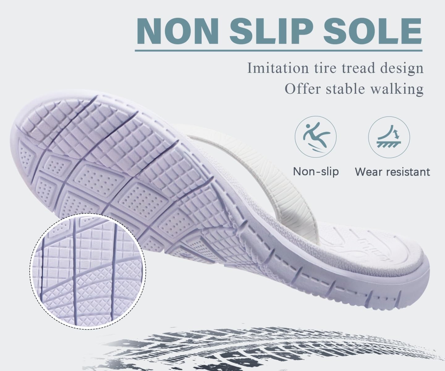 image:imageKuaiLu Comfortable Leather Flip Flops for Women Summer Pool Beach VacationAll White