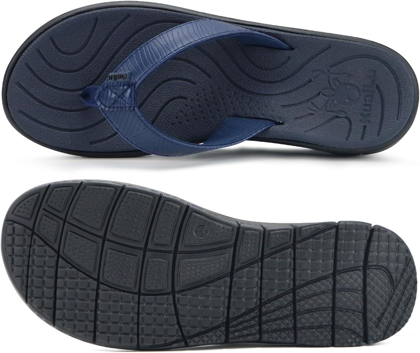 image:imageKuaiLu Comfortable Leather Flip Flops for Women Summer Pool Beach VacationNavy Blue