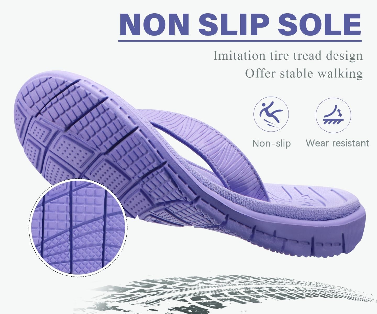 image:imageKuaiLu Comfortable Leather Flip Flops for Women Summer Pool Beach VacationPurple