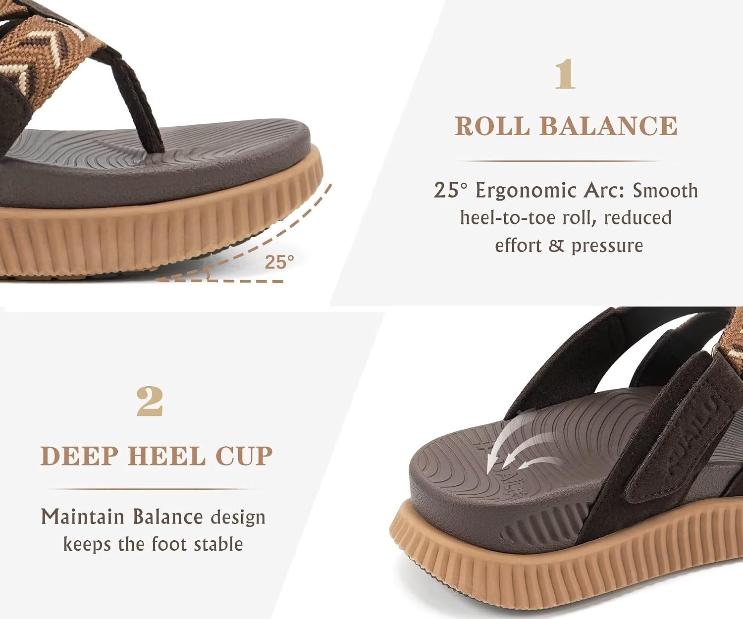 image:imageKuaiLu Flip Flops for Women Orthopedic Arch Support Summer Beach VacationBrown