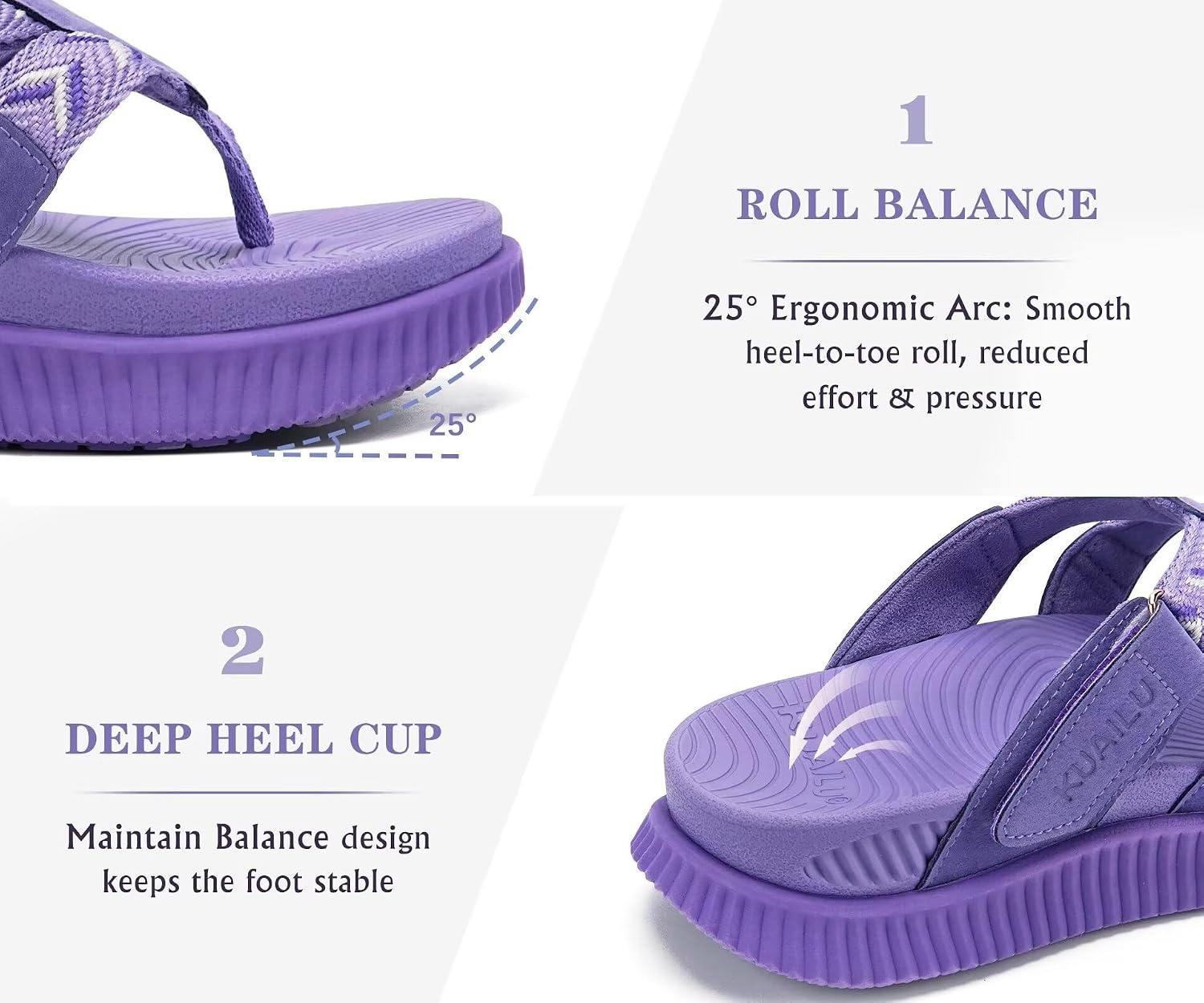 image:imageKuaiLu Flip Flops for Women Orthopedic Arch Support Summer Beach VacationPurple