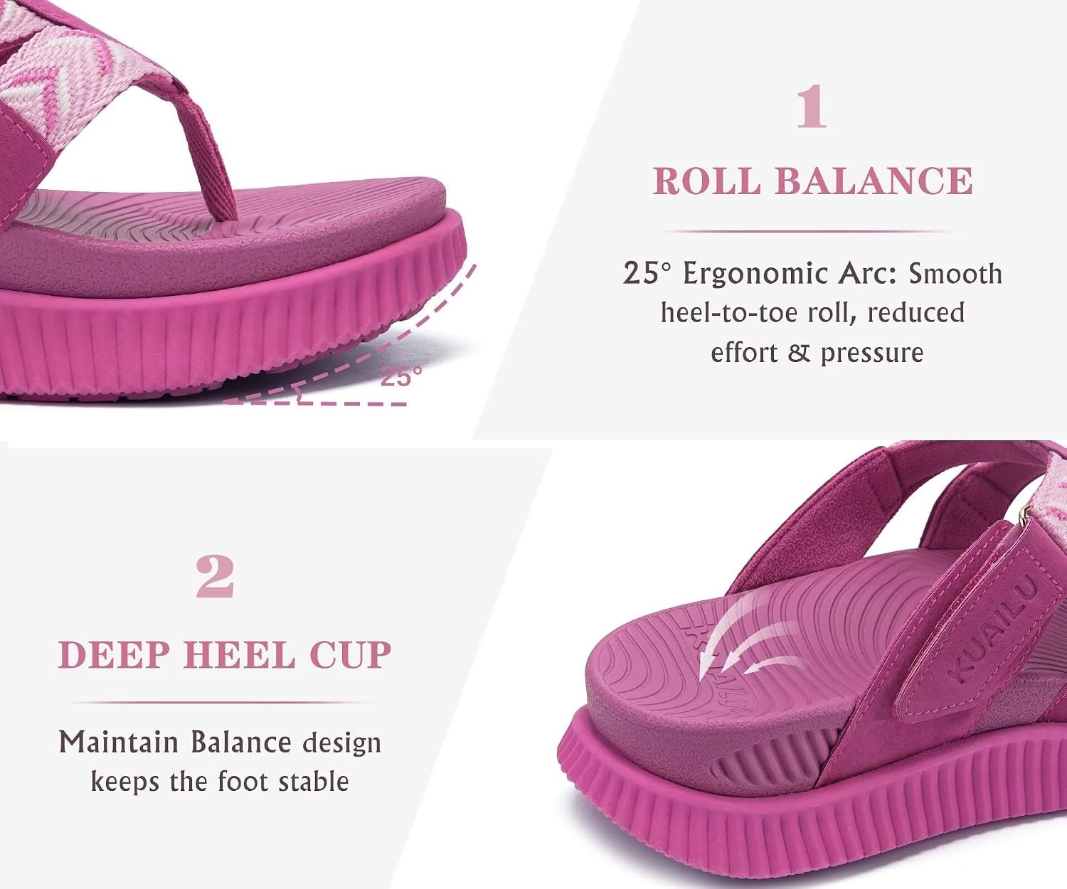 image:imageKuaiLu Flip Flops for Women Orthopedic Arch Support Summer Beach VacationRose