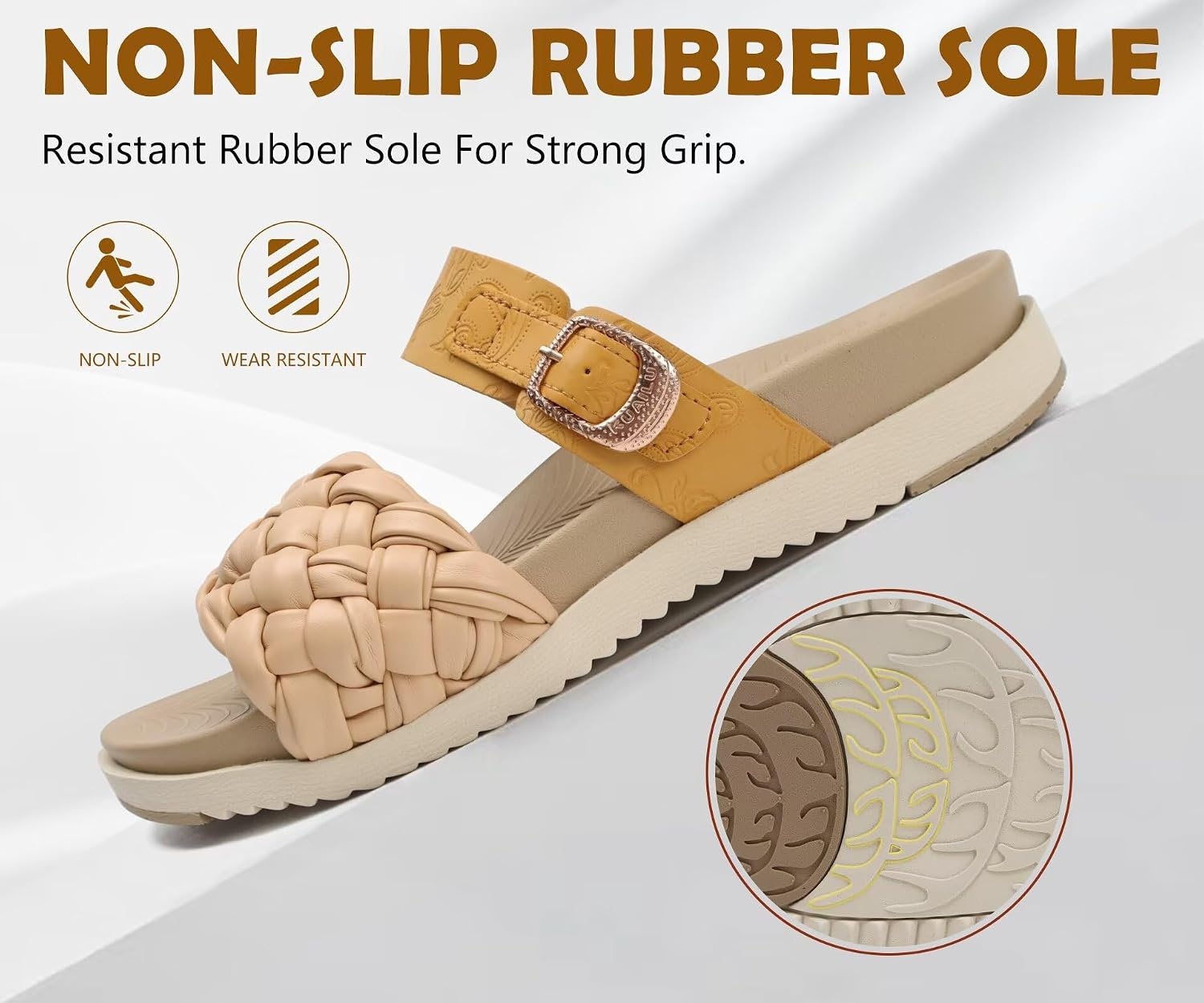 image:imageKuaiLu Womens Arch Support Orthopedic Open Toe SandalsBeige