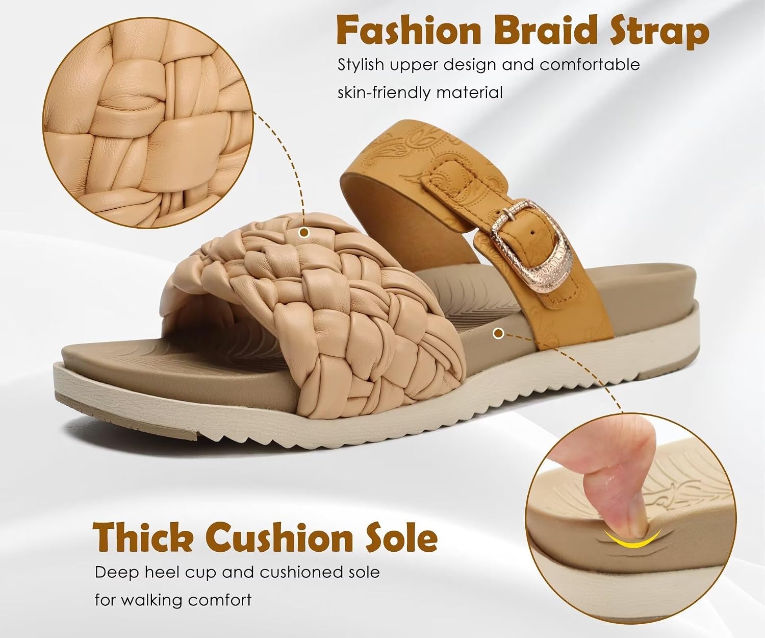 image:imageKuaiLu Womens Arch Support Orthopedic Open Toe SandalsBeige