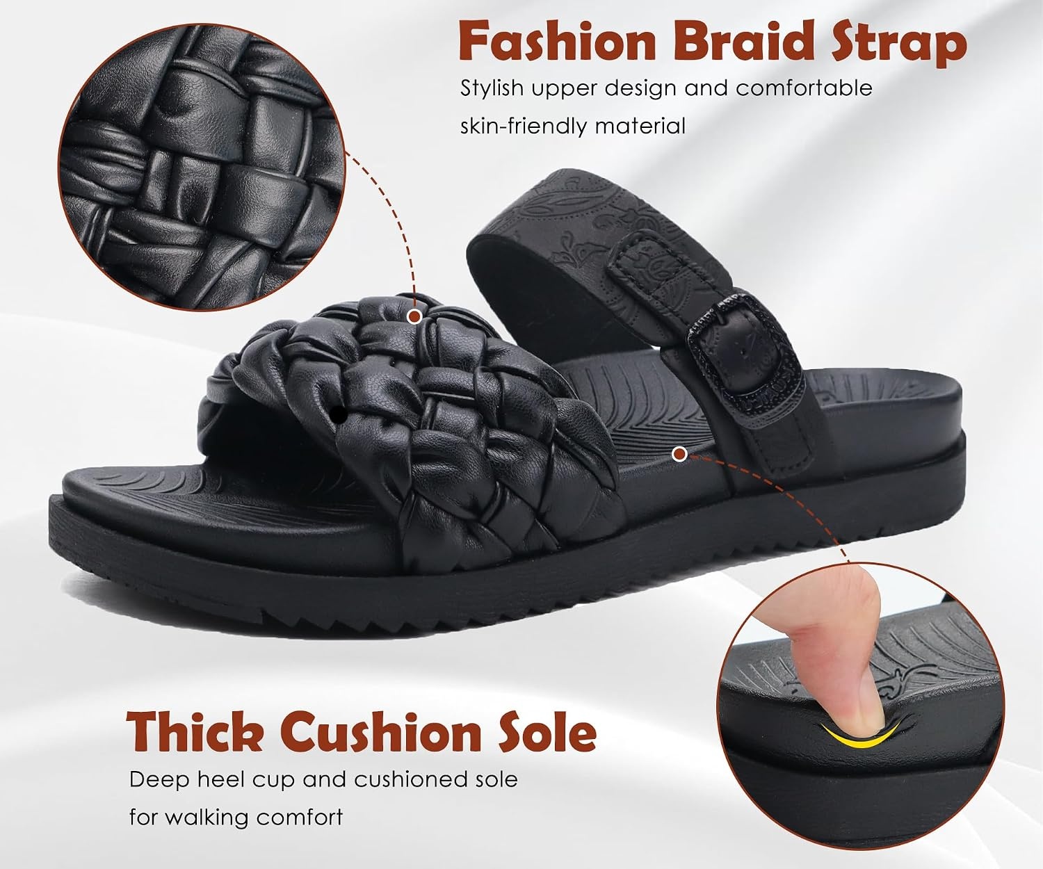 image:imageKuaiLu Womens Arch Support Orthopedic Open Toe SandalsBlack