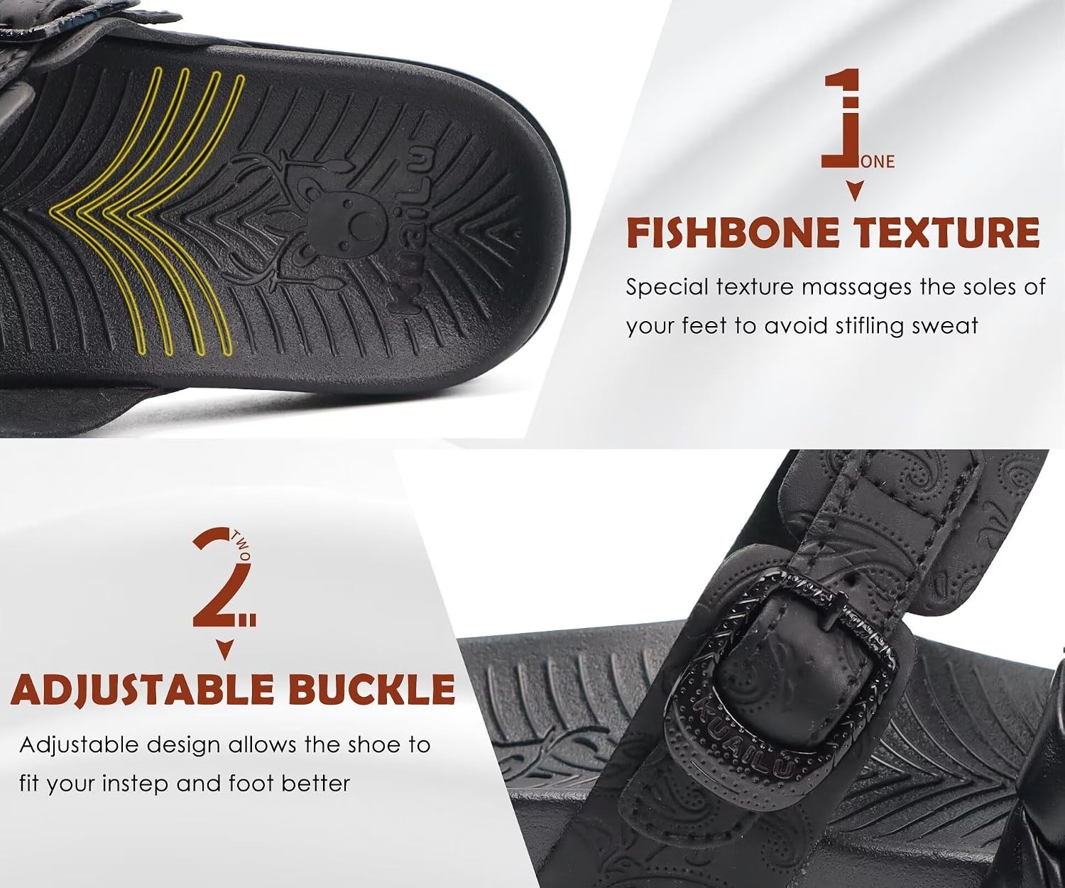 image:imageKuaiLu Womens Arch Support Orthopedic Open Toe SandalsBlack